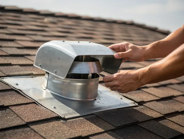 Fort Lauderdale Dryer Vent Cleaning certified technician safely cleaning a roof-mounted dryer vent in Fort Lauderdale