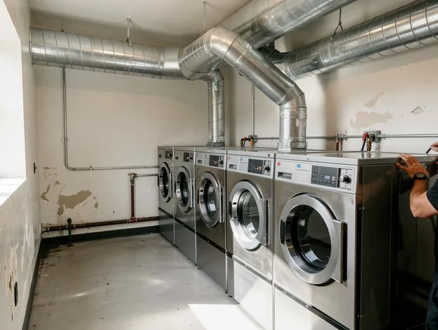 Fort Lauderdale Dryer Vent Cleaning team performing large-scale commercial dryer vent cleaning in Fort Lauderdale